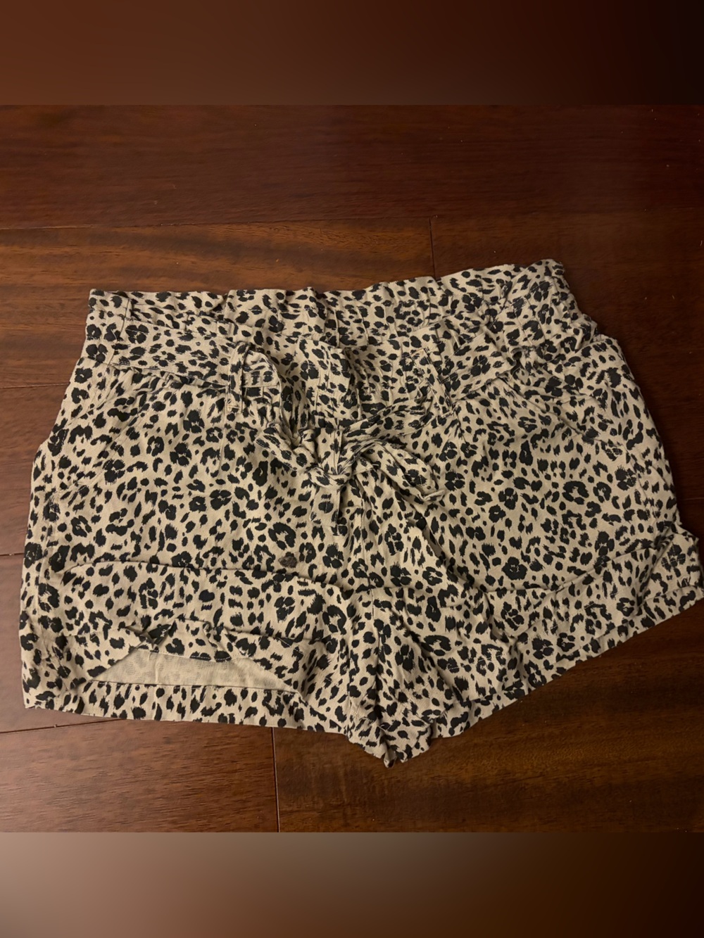 Jolt Leopard Print High Waist Drawstring Shorts - Black on Cream